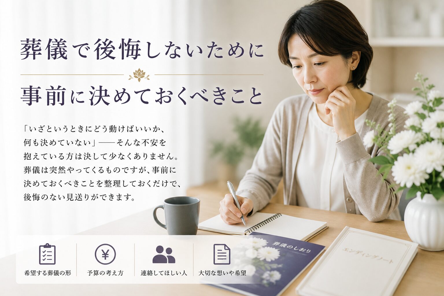 葬儀で後悔しないために事前に決めておくべきこと