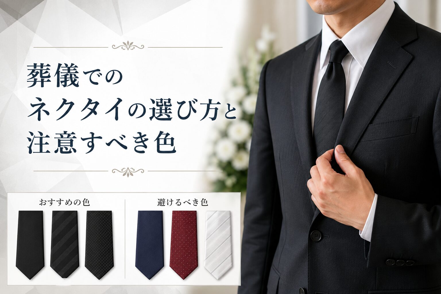葬儀でのネクタイの選び方と注意すべき色