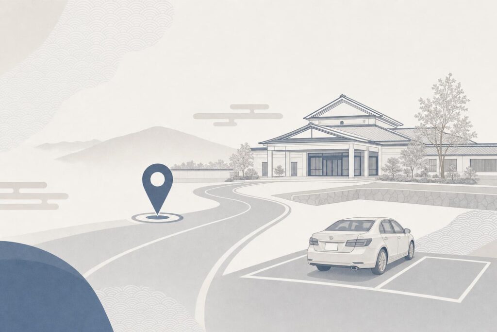 地図の位置を示すピンと道路のイラスト