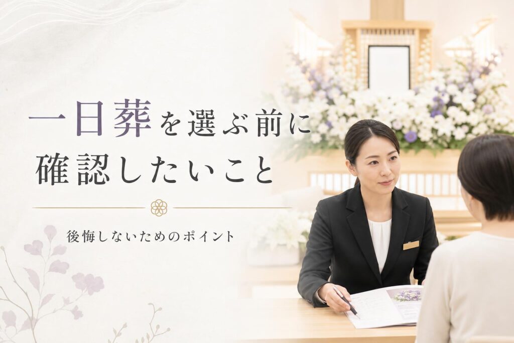 一日葬を選ぶ前に確認しておきたいこと