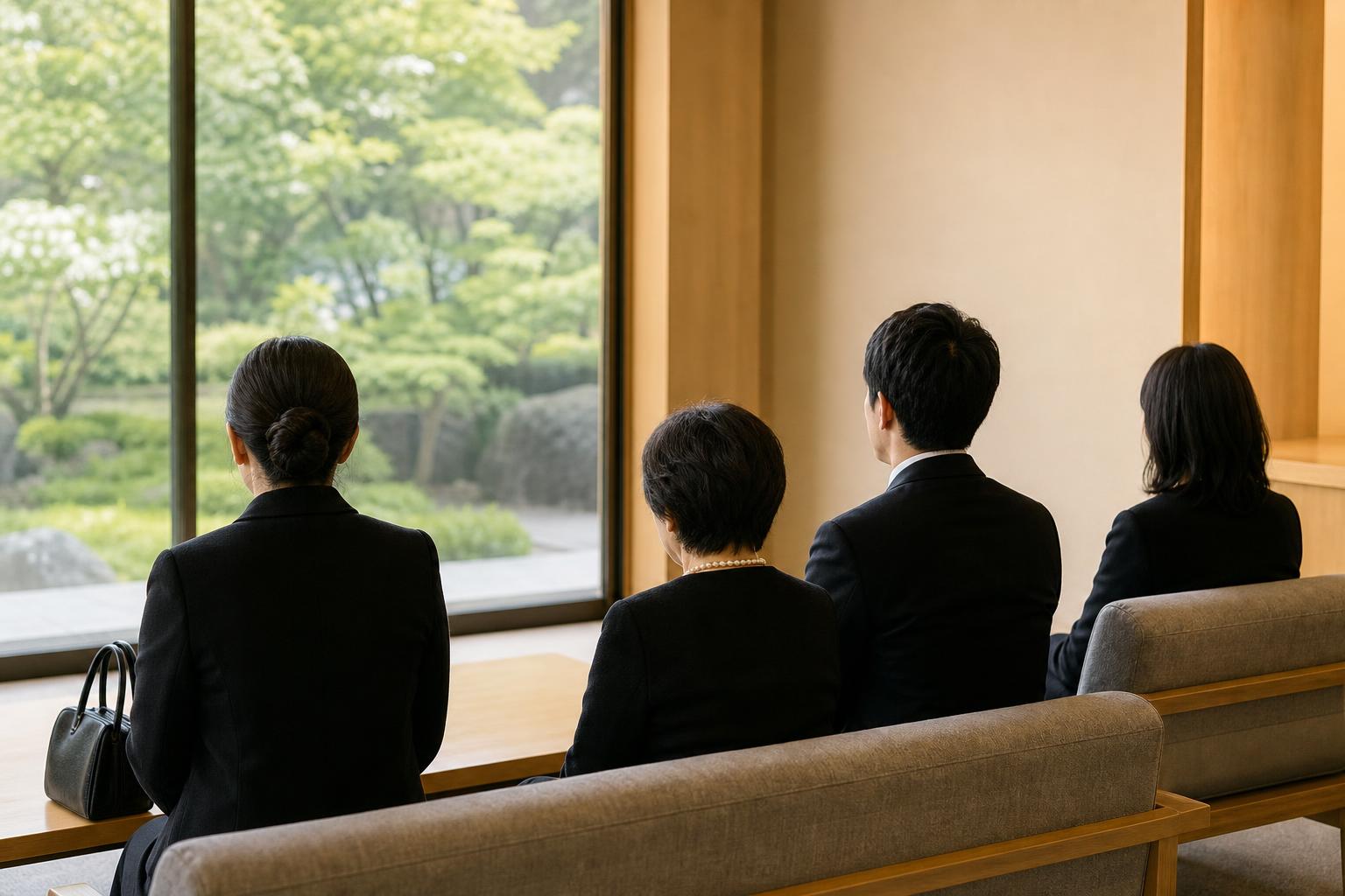 市営斎場の待合室でご家族が待っている様子